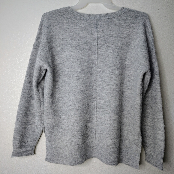 Lucky Brand Women's Gray V-Neck Wool Blend Softly Ribbed Knit Tunic Sweater Sz S - Picture 8 of 13